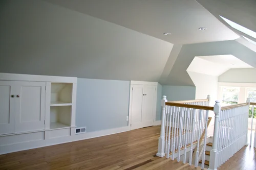 Stunning attic room with wide window view