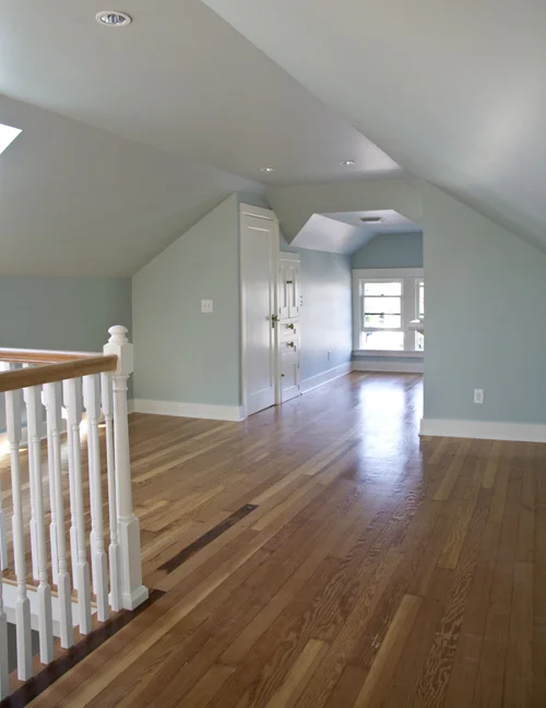 Shiny varnished attic floor