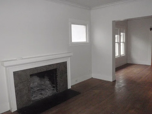 Initial appearance of our purchased house with fireplace