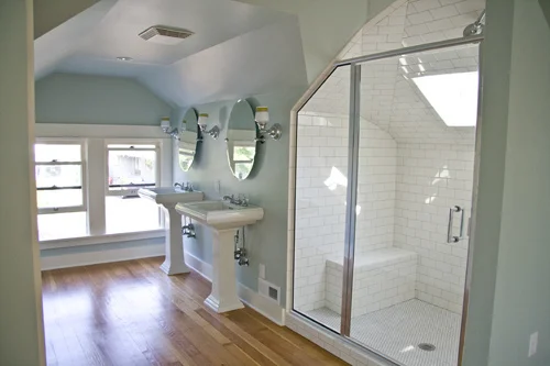 Spacious open concept bathroom interior
