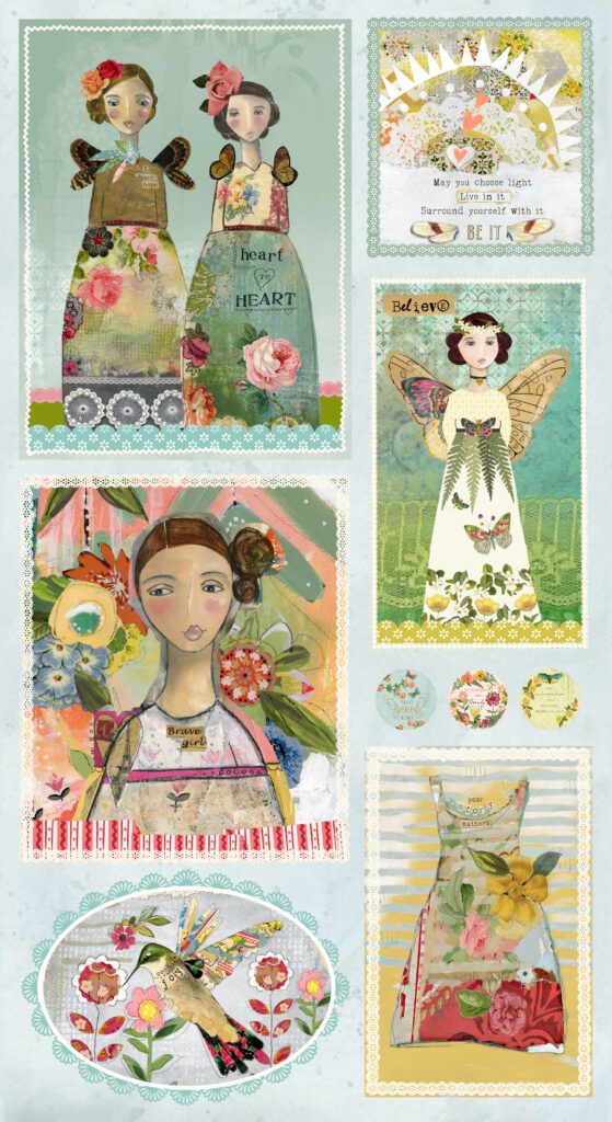 Turquoise 'Be the Light' multi-colored quilt panel