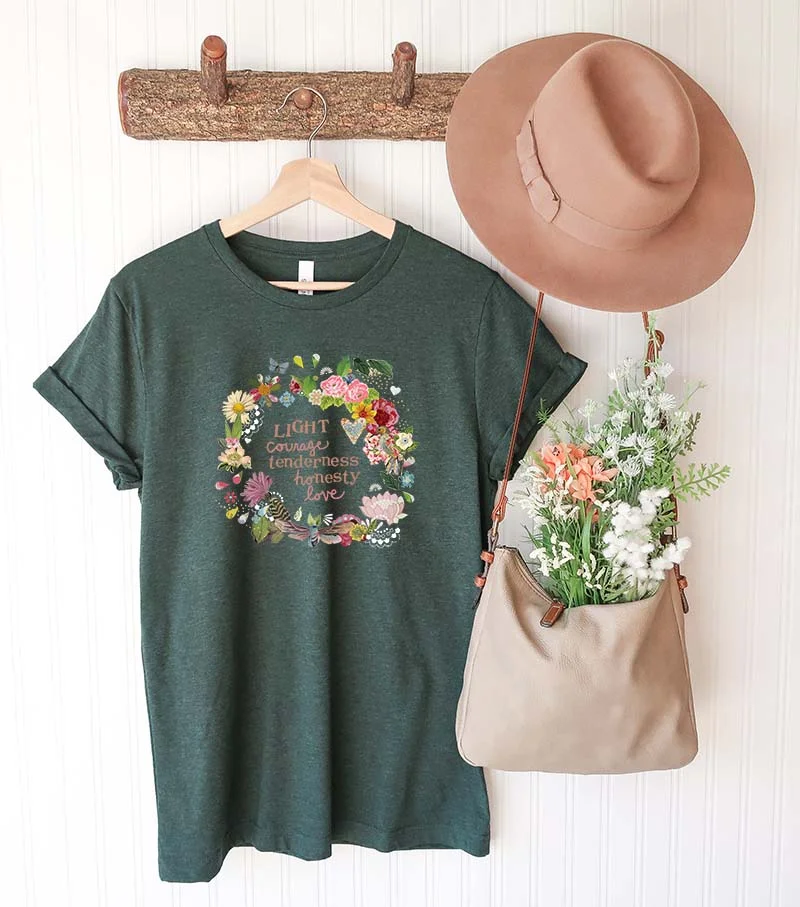 Kelly Rae Roberts Light and Courage T-Shirt Heather Forest
