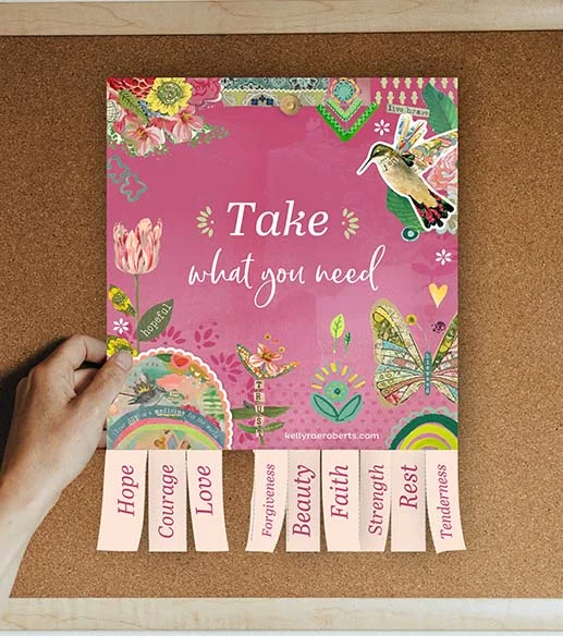 Signboard displaying 'Take What You Need' message