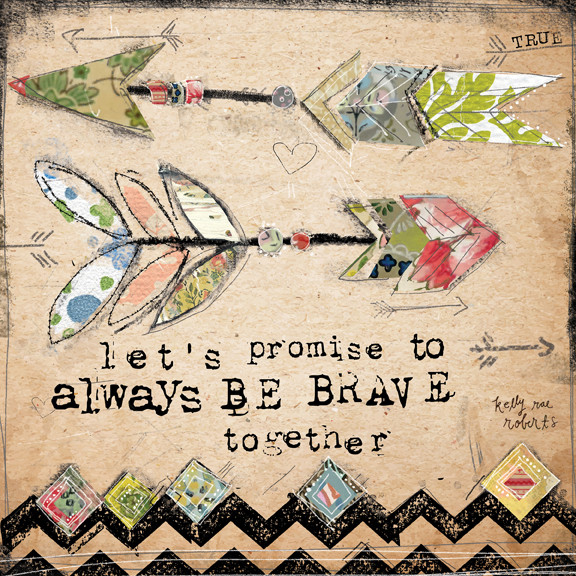 Kelly Rae Roberts' signed, matted 'Brave Together' print