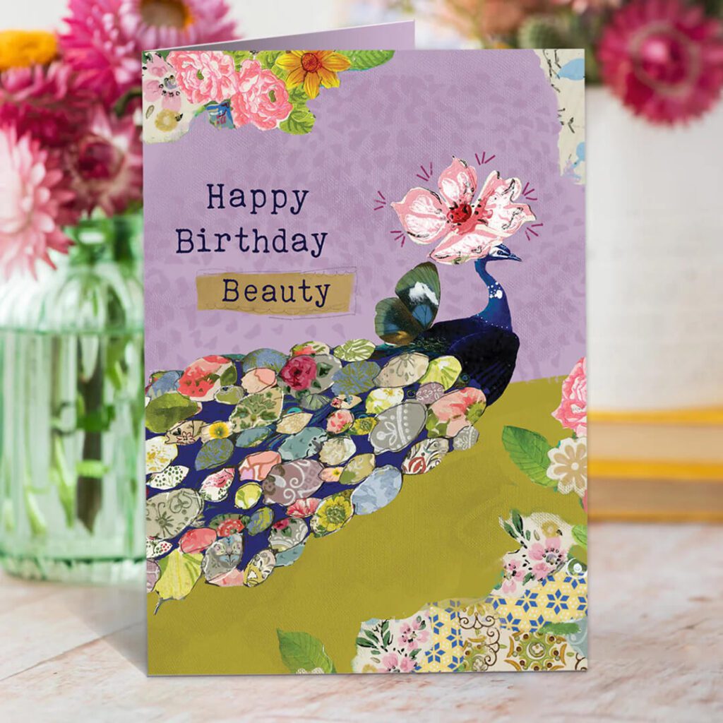 Kelly Rae Roberts Peacock Beauty Birthday Card