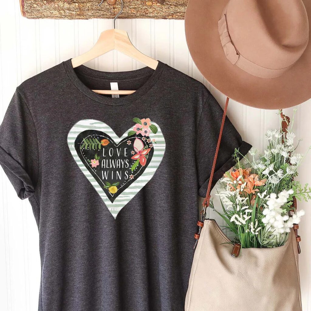 Love Always Wins Tee by mixed media artist Kelly Rae Roberts
