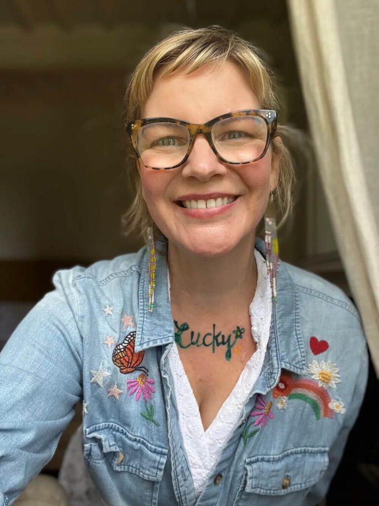 Kelly Rae Roberts handwritten lucky tatoo