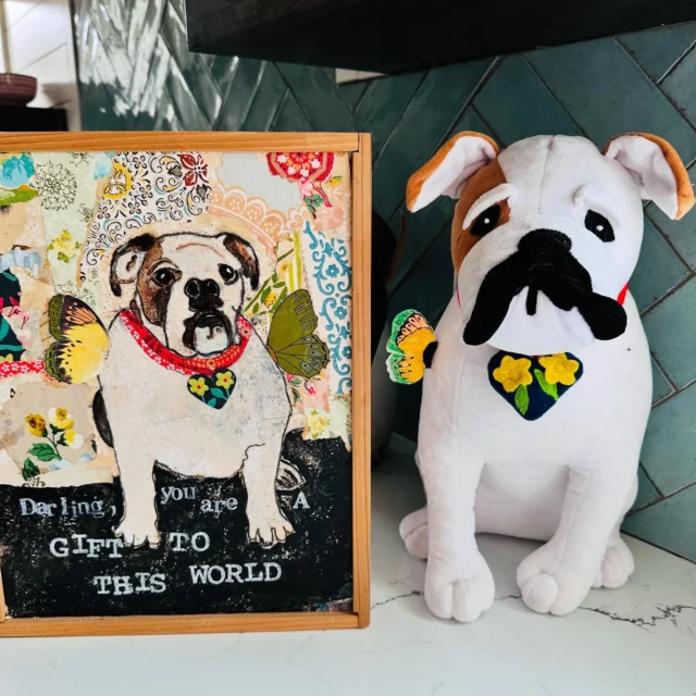 Years ago I painted #lulubutterbutterbean. I had this painted version of her turned into a stuffed animal via an online service that turns kid art into stuffies. Anyway, when #trueelioorlando and I unboxed this stuffie, we giggled for days about how the makers interpreted her. That mustache! But then there was the wing they gave her. And the heart charm. 

Gosh, we are so very heartbroken. I’ve been sleeping with this hilarious Lulu stuffie this week and it’s been a little comfort in the sea of sadness. I think i need more of her in stuffie form. 

Thank you for your love. So many of you were hanging with me here on IG when we brought her home a decade ago. Your words and memories have been a gift. 🙏🏼🌈💔

Big love, Kelly Rae