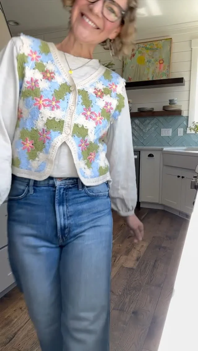 It’s been awhile since I posted an outfit reel. It’s still pretty chilly here in #sistersoregon (so ready for warmth!). 

As always, wearing my joy is one of my small daily rituals, a micro-moment of self-honoring.

A way of saying: I’m here. I matter. And I get to experiment with how I want to remain visible  and creative and playful. 

Lately, I’m having fun playing with printed jeans and crochet vests sweaters! Because, hello fun. 

#WearYourJoy #creativegettingdressed #sacredmundane #joypractice #dressedwithintention